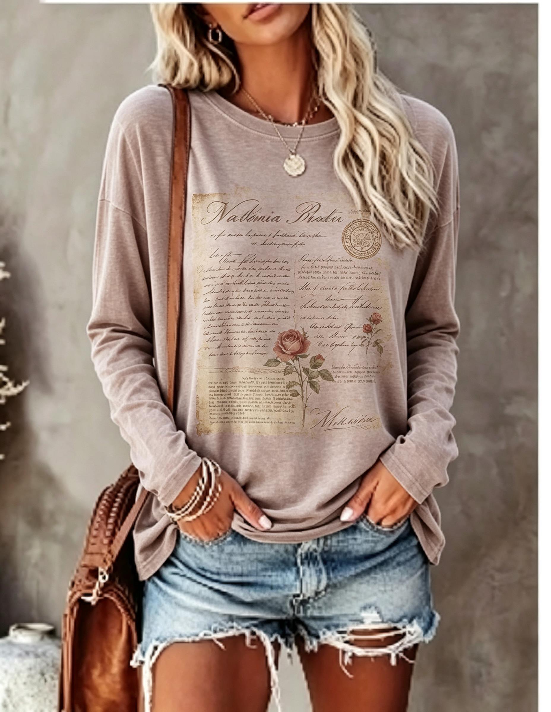 Women Long Sleeve T Shirt Vint - đánh giá và giá Winter Clothing For Women